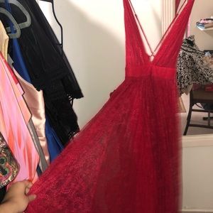 Red lace dress